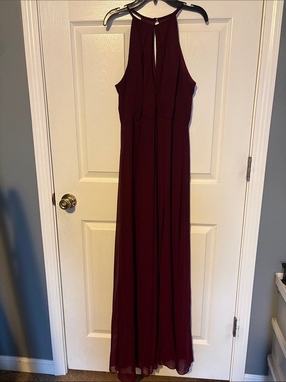 Bill Levkoff Burgundy Halter Maxi Dress
